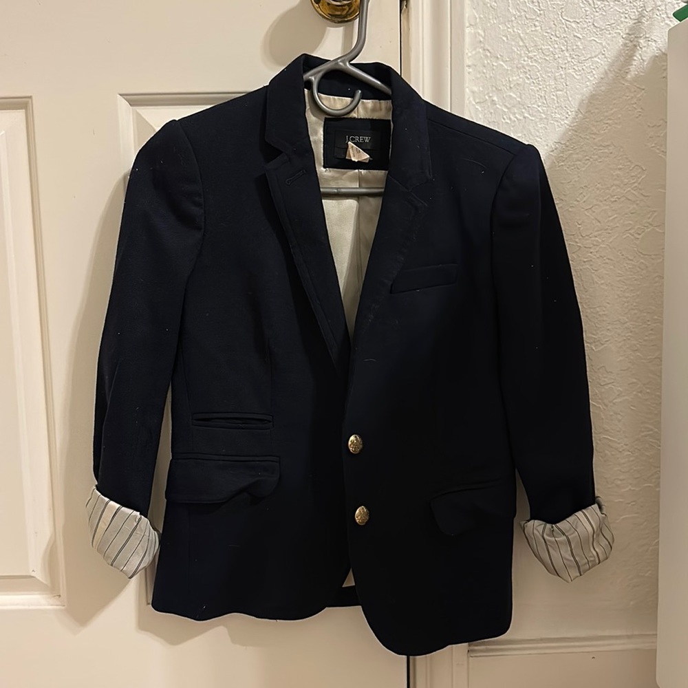 J.Crew School Boy Blazer - navy, striped lining, size 0